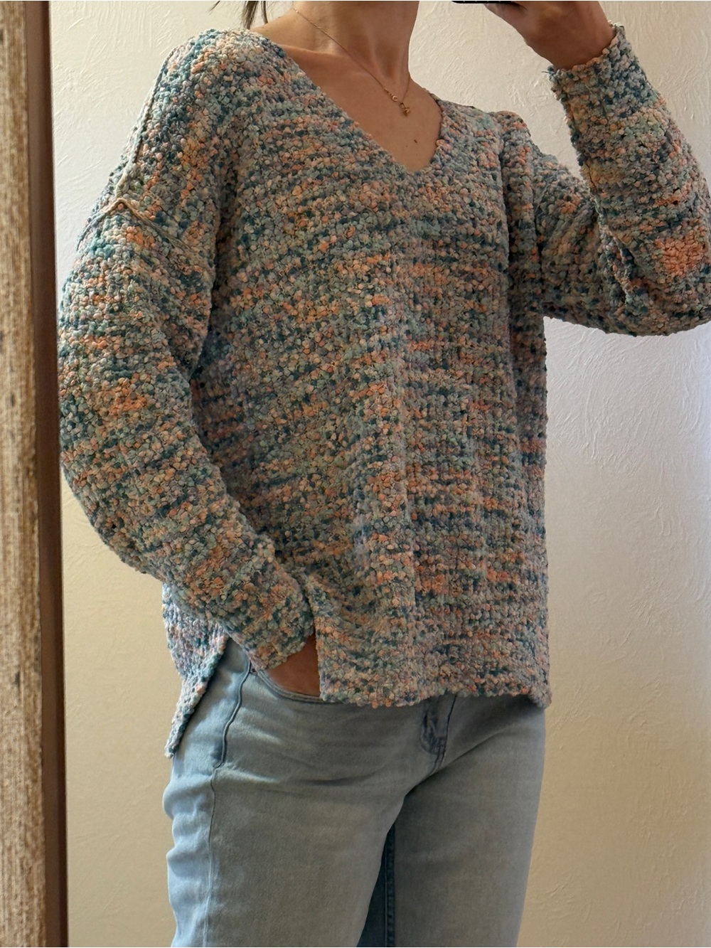 Rachel Zoe Colorful Knit Women's Sweater w upside down seams detail S great cond